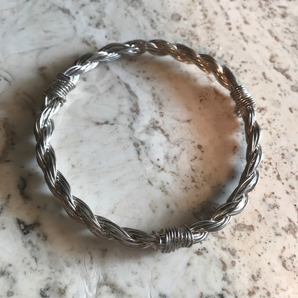 Jewelry - Braided Silver BOHO Bangle Bracelet Large8" ONLY 1